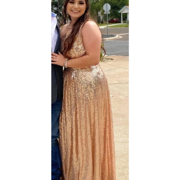 Kate Kasin Dresses & Skirts - Rose Gold Sequins Formal Dress